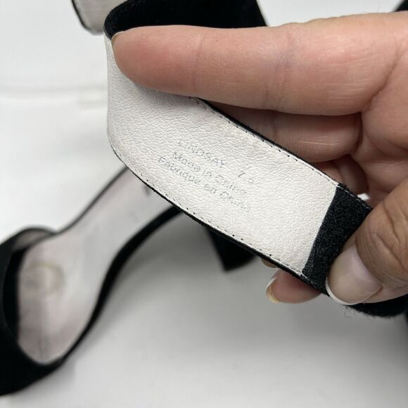 Jeffrey Campbell Lindsay Black Suede Block Heels Women's 7.5 Ankle Strap - Picture 10 of 10